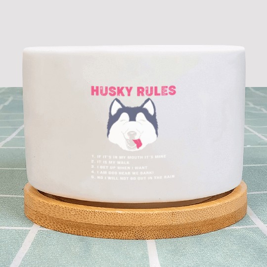 Funny Siberian Husky Dog Face Husky Rules Plant Pots