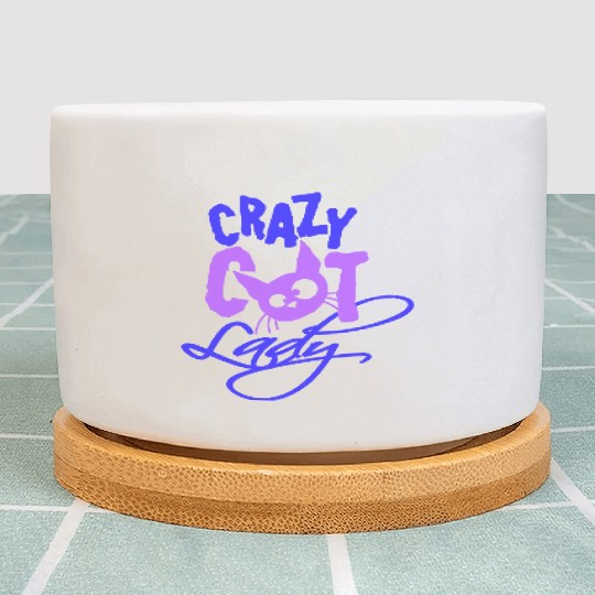 Crazy Cat Lady Text Love Saying Quote Weird Woman Plant Pots