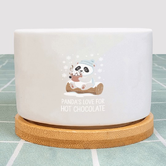 Panda's Love for Hot Chocolate Fun Winter Cozy Plant Pots