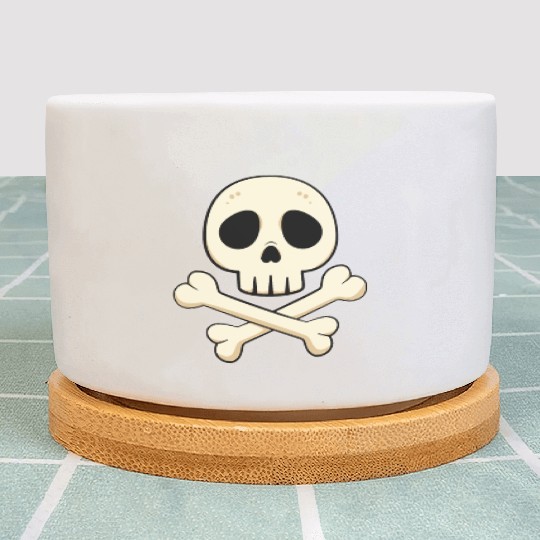 Cartoon skull and crossbones Plant Pots