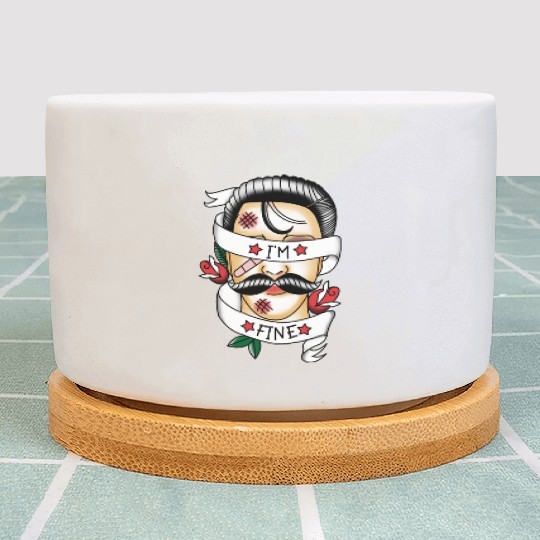 I'm Fine Beat up Gentleman Plant Pots