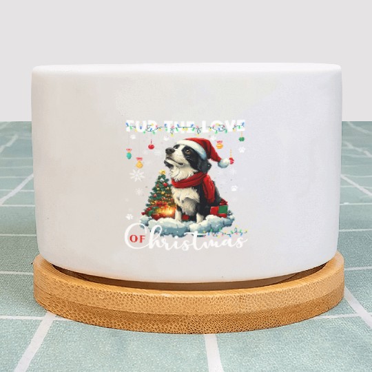 Border Collie Christmas Tree Decorations Dog Lover Plant Pots