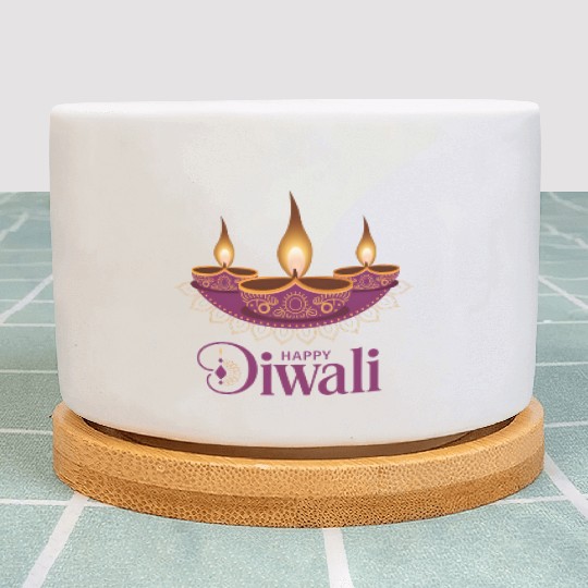 Happy Diwali with Beautiful Diya Lamps Plant Pots