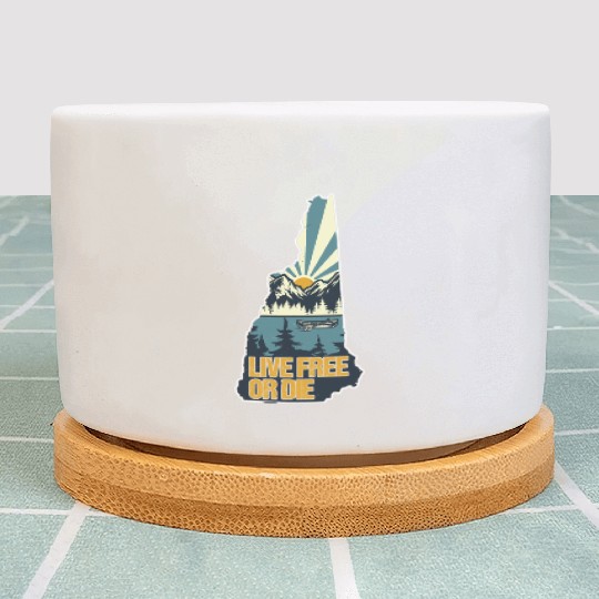 Live Free or Die Retro New Hampshire Nature Plant Pots