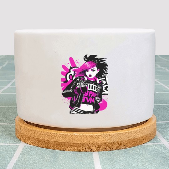 Urban Punk Street Art with Neon Pink Accents Plant Pots