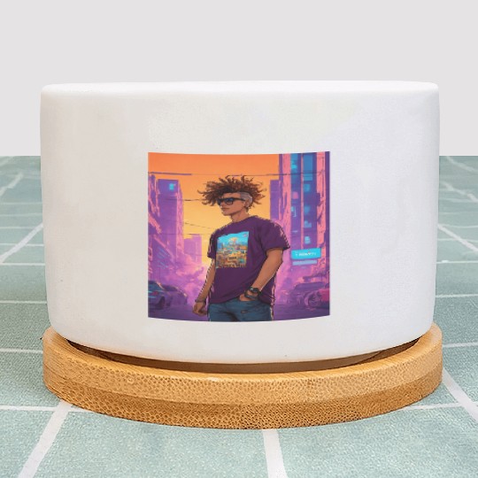 "Edgy Cyberpunk Street Style Portrait Art" Plant Pots