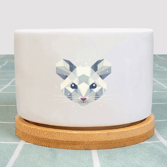 Geometric Snow Mouse – Winter Animal Portrait Plant Pots