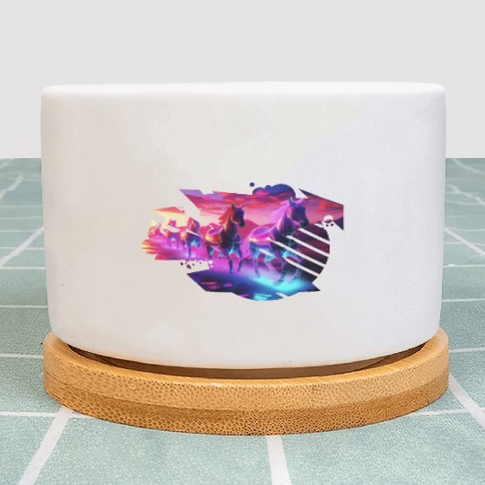 Electric Herd - Synthwave Horses Plant Pots