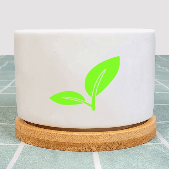 2 Green Beautiful Leaves Eco Spring Summer Nature Plant Pots