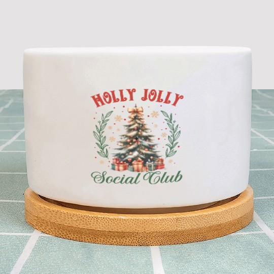 Holly Jolly Soociial Clubb Chrsitmas Plant Pots