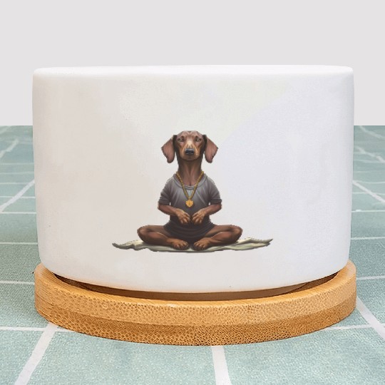 Yoga Dachshund Plant Pots
