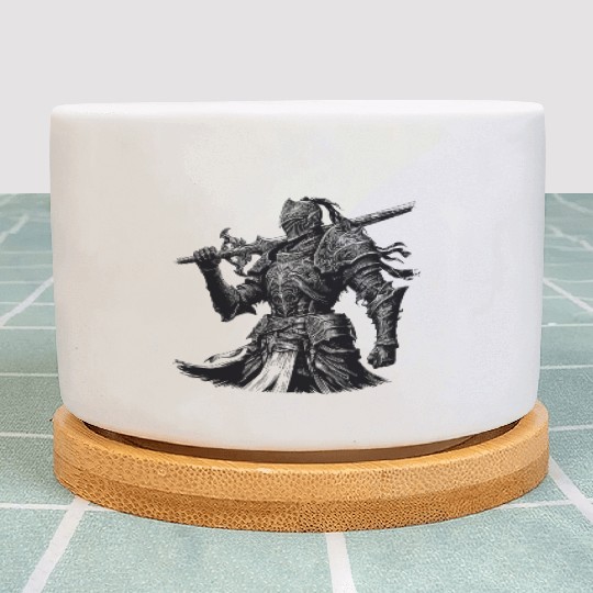 Black Warrior Sketch Power Fantasy Art Plant Pots