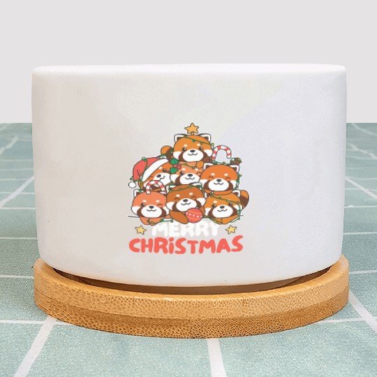 Red Panda Christmas Tree Merry Christmas Plant Pots