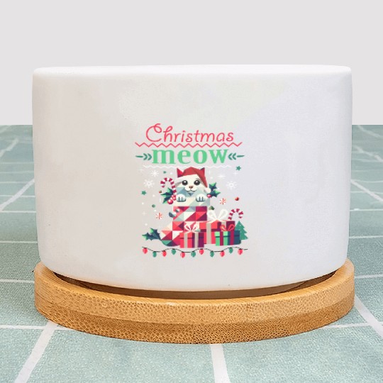 Playful cat in a stocking - Ugly Christmas Style Plant Pots