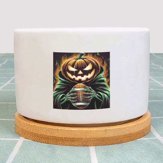 Spooky Halloween Football Jack-O'-Lantern pumpkin Plant Pots