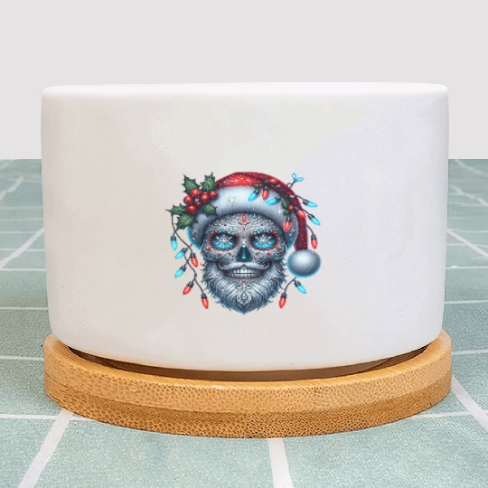 Festive Sugar Skull Santa Christmas Vibes Plant Pots