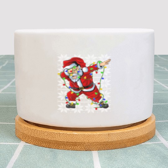 Dabbing Santa Christmas Lights Plant Pots
