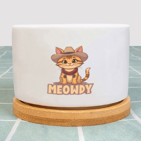 Cowboy Cat "Meowdy" Western yellow wild west cat Plant Pots