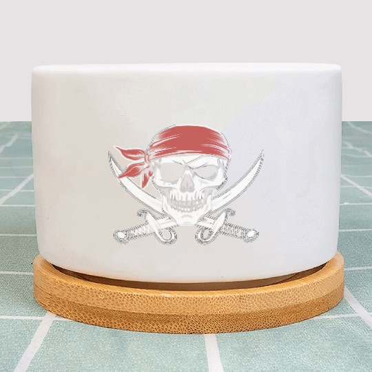 Pirate Skull Crossbones Red Bandana Jolly Roger Plant Pots