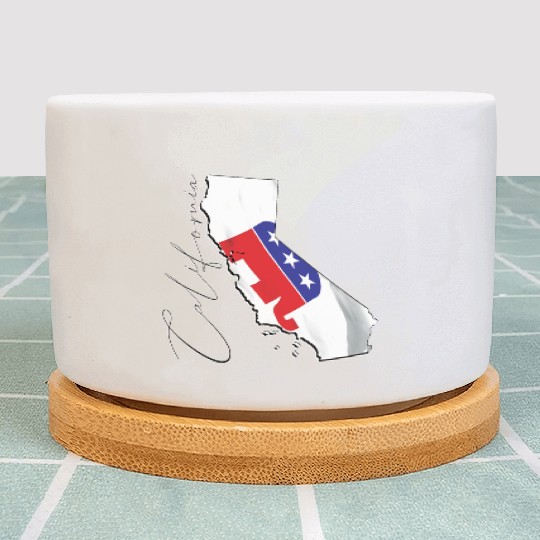 Republican Flag in California State Map CA Plant Pots