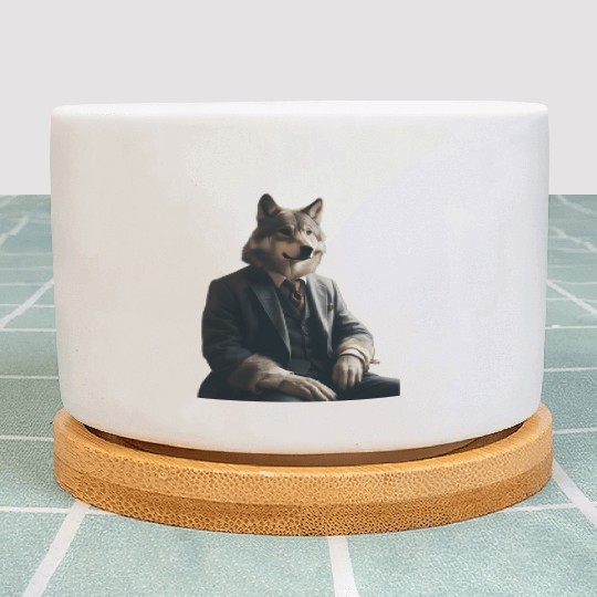 Business Wolf Ready for Success Plant Pots