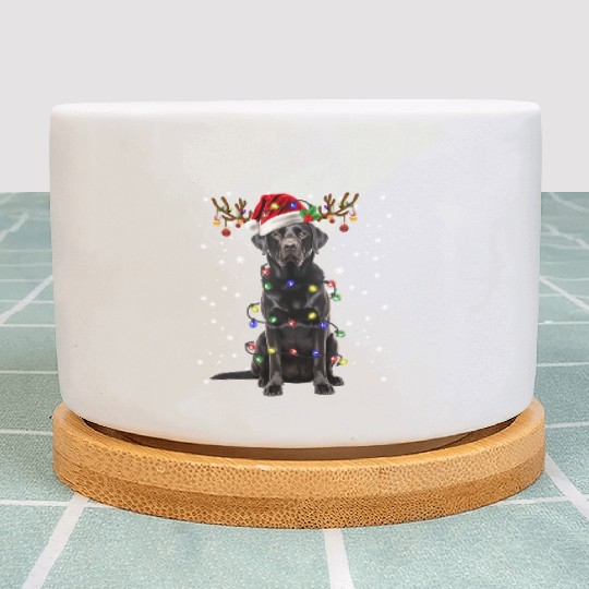 Black Lab Labrador Christmas Tree Light Plant Pots