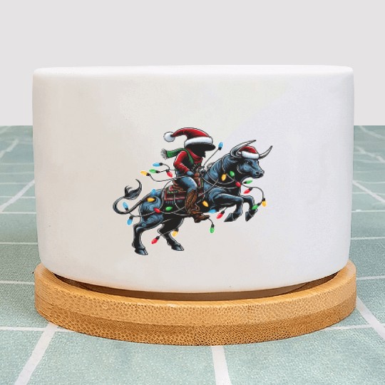 Rodeo Barrel Racer Barrel Racing Christmas Hat Plant Pots