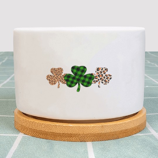 St Patricks Day Lucky Irish Green Plaid Shamrock Plant Pots
