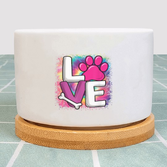 Colorful Love Dog Paw Dog Puppy Lover Women Girls Plant Pots