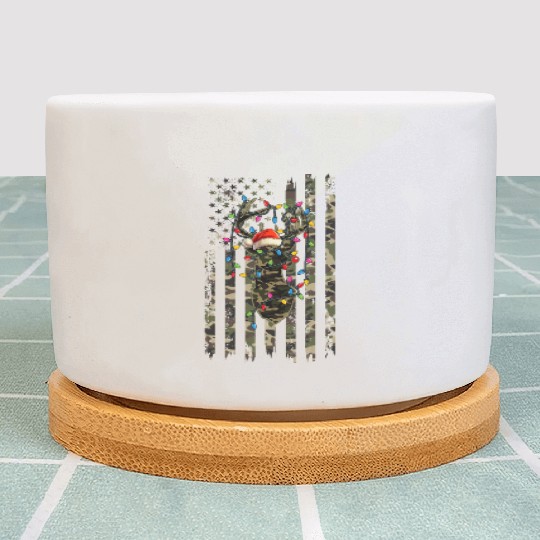 American Flag Christmas Camo Hunting Reindeer Xmas Plant Pots