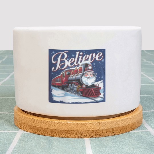Believe Train North Pole Xmas Santa Claus Christma Plant Pots