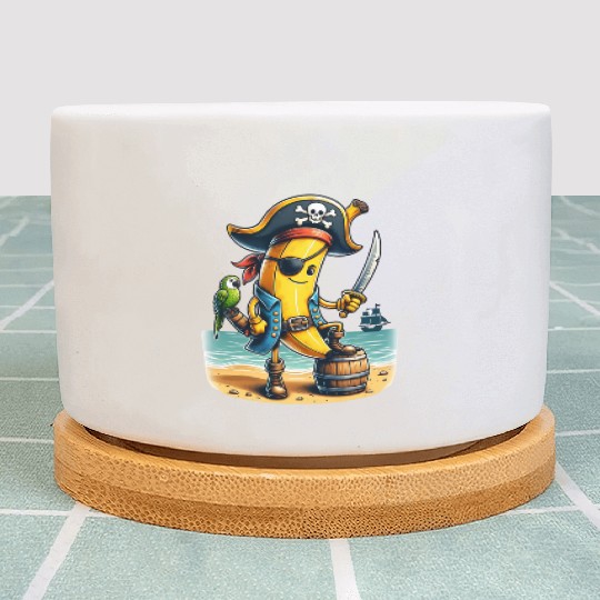 Pirate Banana Adventure Vibe on Tropical Beach Plant Pots