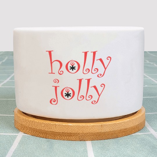 Whimsical Holly Jolly Font Design Plant Pots
