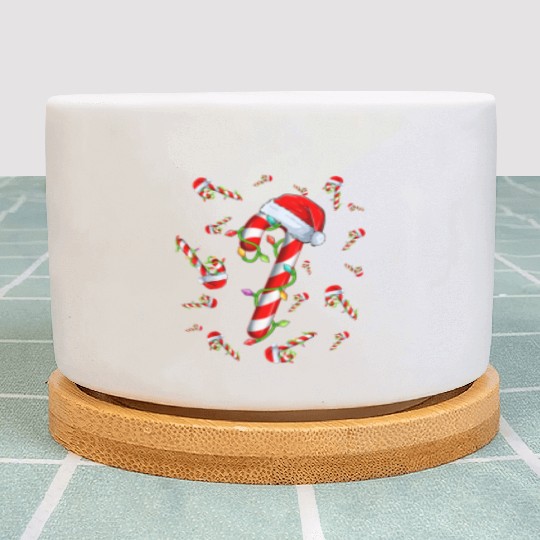 Candy Cane Merry and Bright Red and White Candy Plant Pots