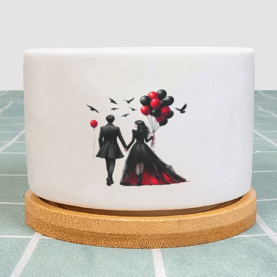 Black Gnomes Valentines Day Plant Pots