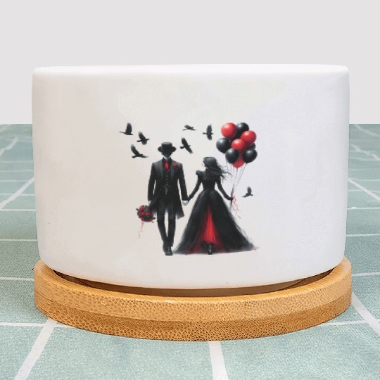 Black Gnomes Valentines Day Plant Pots