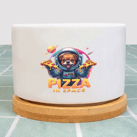 Astronaut Dog Pizza Pop Art Space Galaxy Plant Pots