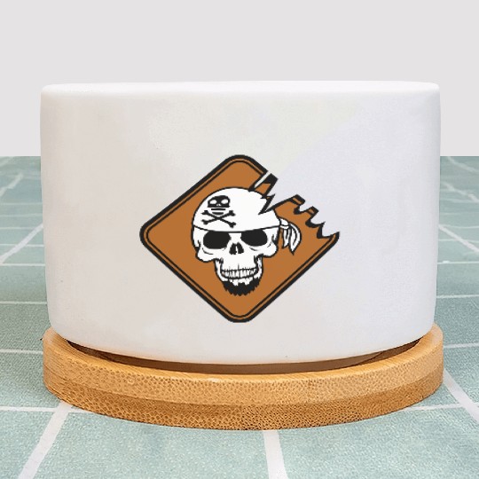 Pirate Shield Skull Skeleton Danger Warning Sign Plant Pots