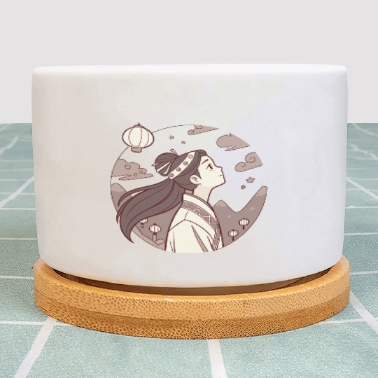 Mystical Maiden Under the Lanterns Anime Fantasy D83C DF38 Plant Pots