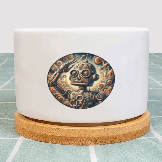 Robot, Boy, Child, Salute, Science Plant Pots