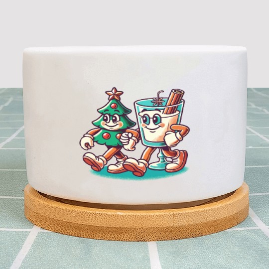 Merry Christmas Retro Style Plant Pots