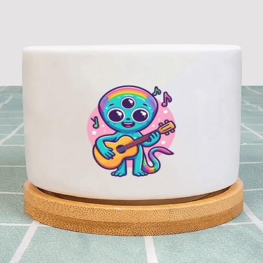 Rainbow Alien Guitarist Plant Pots