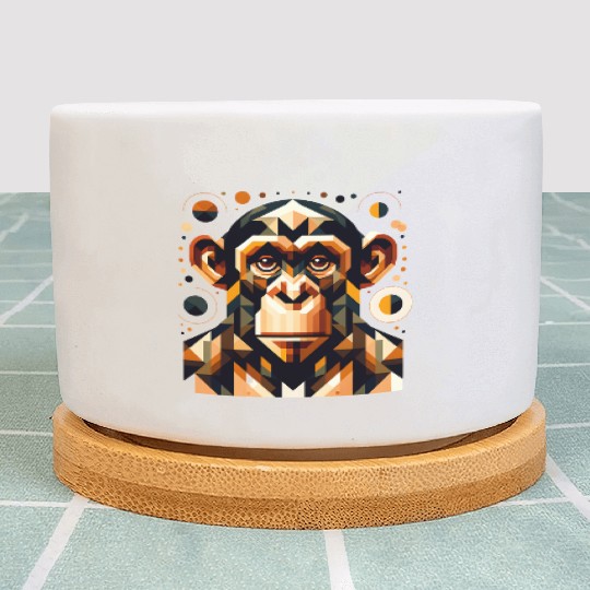 geometric abstract chimpanzee art design Plant Pots