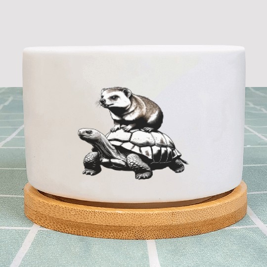 Funny Hyrax Riding a Turtle - Unique and Hilarious Plant Pots
