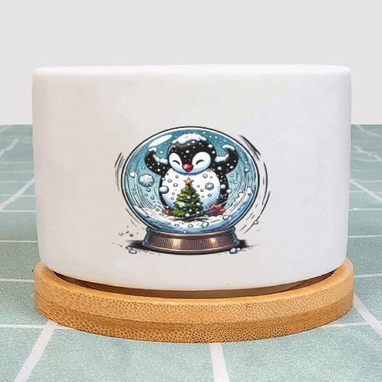 Penguin in a Snow Globe: Christmas Storm & Cheer Plant Pots