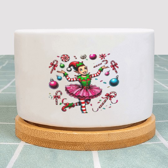 Juggling Elf: Tutu, Ornaments & Candy Cane Confet Plant Pots