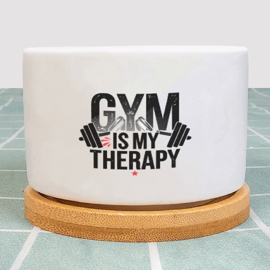 Gym is My Therapy - Motivational Fitness Design Plant Pots