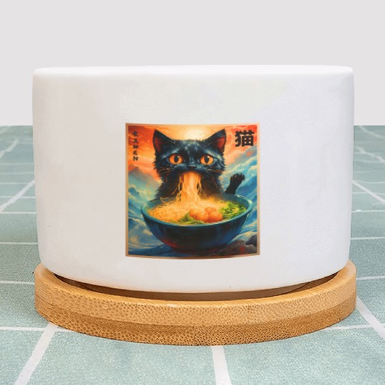 Cat Ramen Japanese Kawaii Cat Anime Funny Ramen Ca Plant Pots