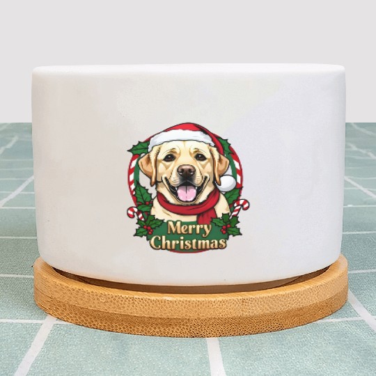 Festive Labrador Christmas Design Plant Pots