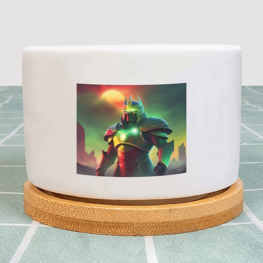 Evil Knight in Green and Red Armor Plant Pots